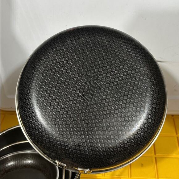 HEXCLAD 5 Piece Nonstick Stainless Steel Frying Pan Set 8 10 12 Wok $600 - Picture 6 of 10